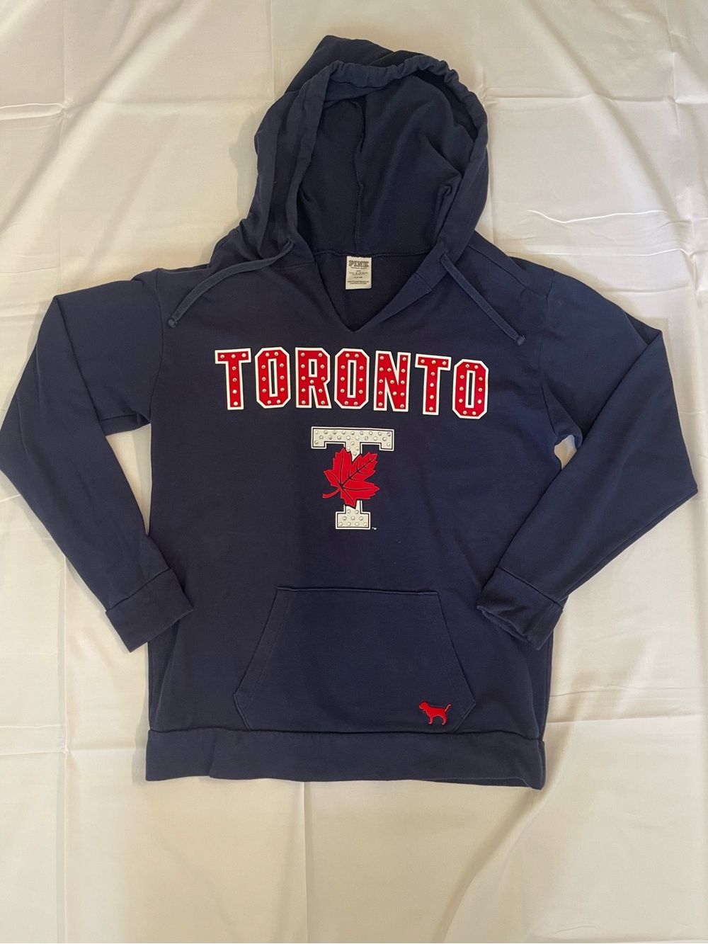 Victoria’s Secret PINK Toronto Canada Maple Leaf Rhinestone Pullover Hoodie S